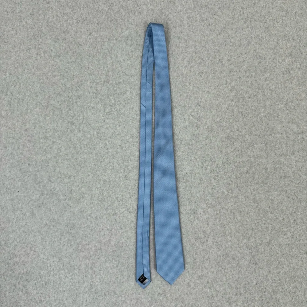 DUCHAMP Mens 100% Silk Neck Tie Blue Business Classic Preppy Modern Geometric